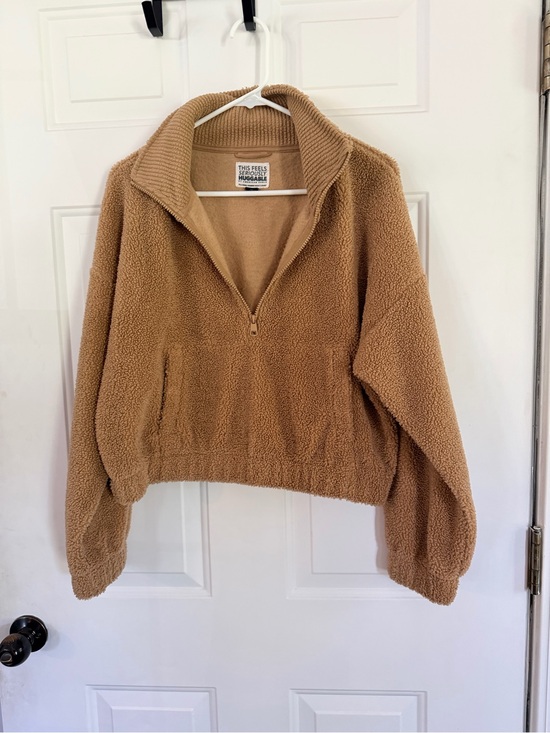 American Eagle Outfitters Jackets & Blazers - American Eagle Outfitters Camel Sherpa Half-Zip Jacket